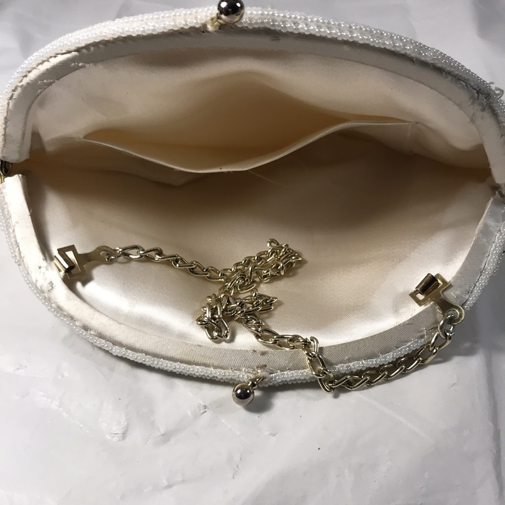 Vintage 1950’s Walborg White Micro Beaded Handbag Wedding Clutch Prom Purse - Picture 6 of 8